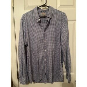 Faherty Men's Blue Plaid XL Long Sleeve Button Down Shirt